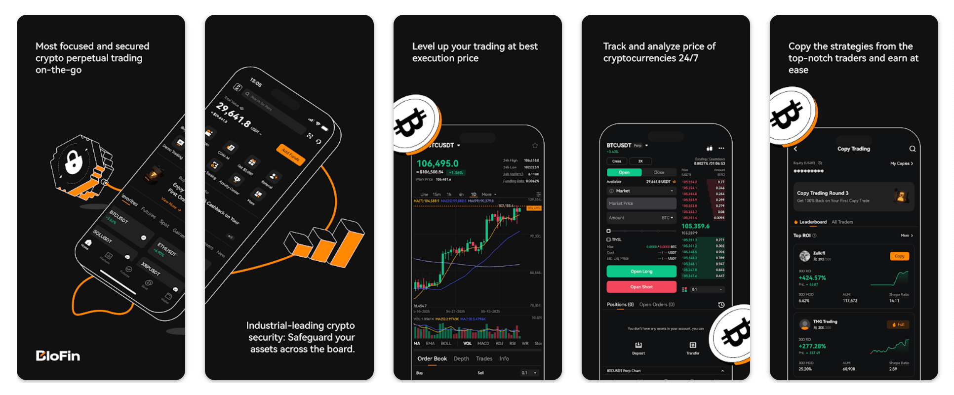 Blofin Mobile App Interface on iOS and Android