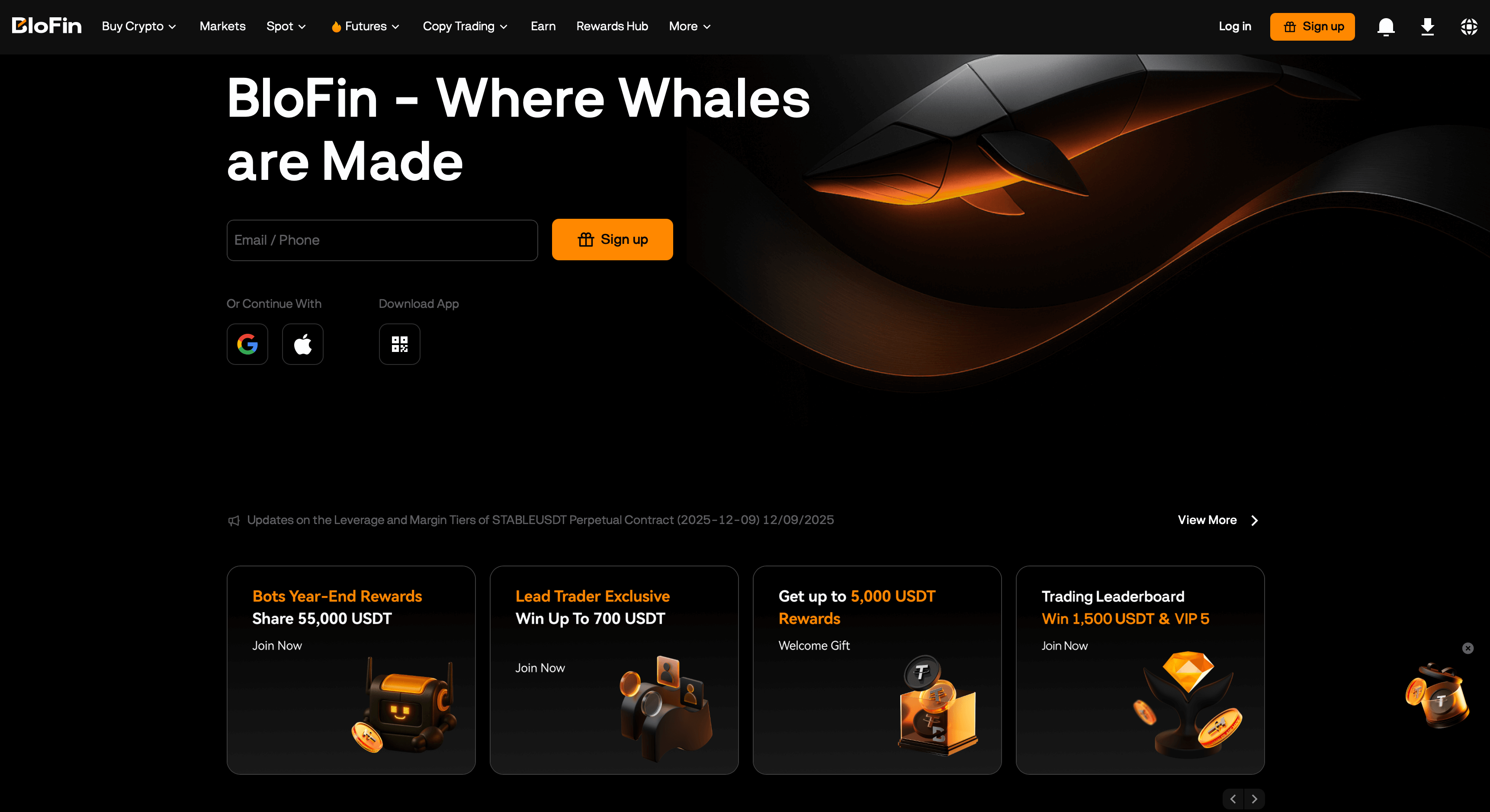 Blofin Exchange Trading Interface Dashboard